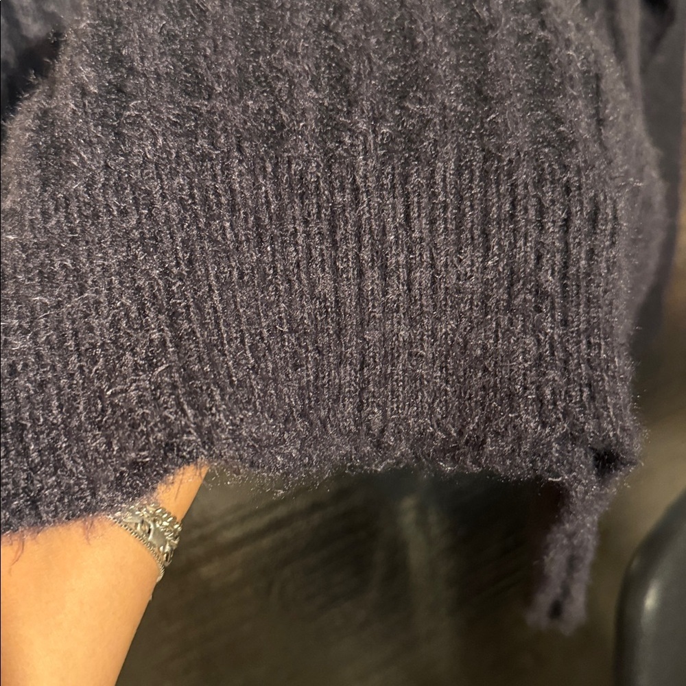FREE PEOPLE BIG CITY GRAY RIBBED TURTLENECK PULLOVER SOFT FUZZY TUNIC SWEATER XS - Picture 3 of 7